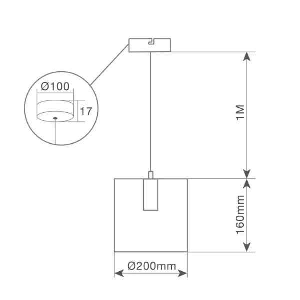 Designové závěsné svítidlo Carnot na 1 žárovku E27 max 40W, délka 1m, černé, 3 roky záruka - náhled 4