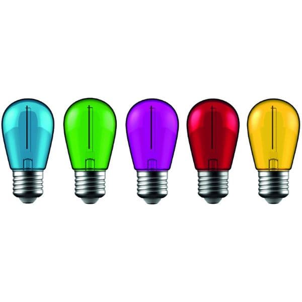 Sada retro barevných LED žárovek E27 1W 50lm - tyrkysová, zelená, fialová, červená, žlutá - náhled 2