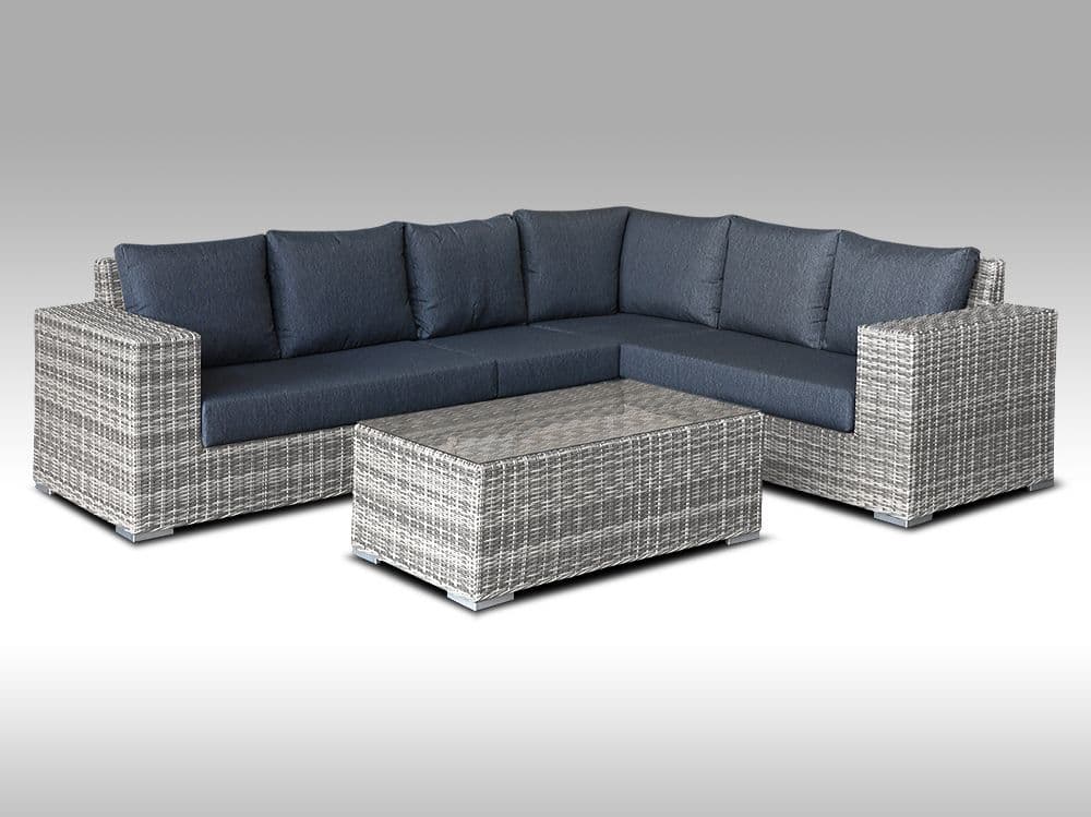 Zahradní set – exkluzivní souprava Bianca 3 pro 6 osob, kulatý šedý umělý ratan 240x303cm - náhled 2