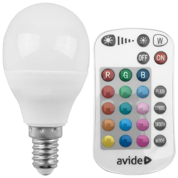 Chytrá LED žárovka E14 4,9W RGB+W, stmívatelná G45 s dálkovým ovládáním, ekv. 40W, 3 roky - náhled 2