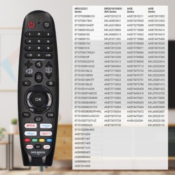 Univerzální dálkový ovladač pro LG Smart TV, Holmios, série MR a AKB - náhled 4