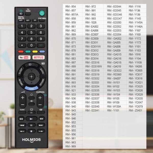 Univerzální dálkový ovladač pro Sony Smart TV, Holmios, série RM - náhled 4