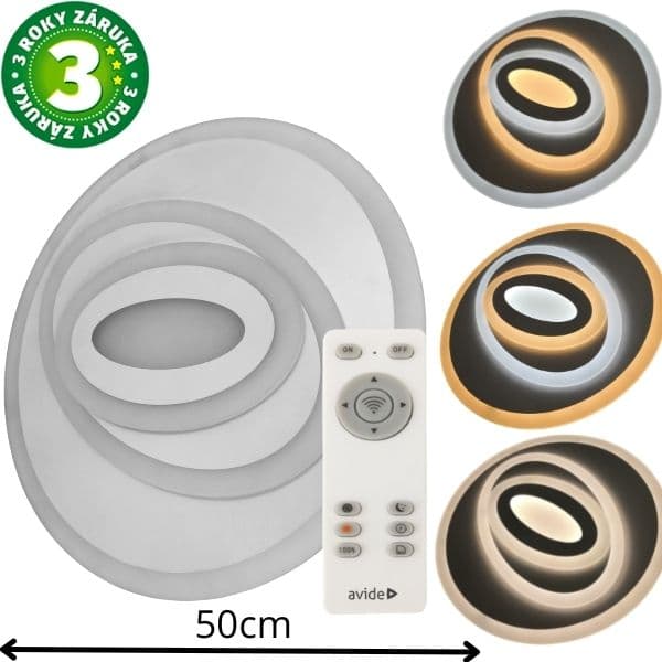 Designové led stropní svítidlo Avide Olive XL 50cm 70W 5470lm CCT dálkové ovládání 3 roky
