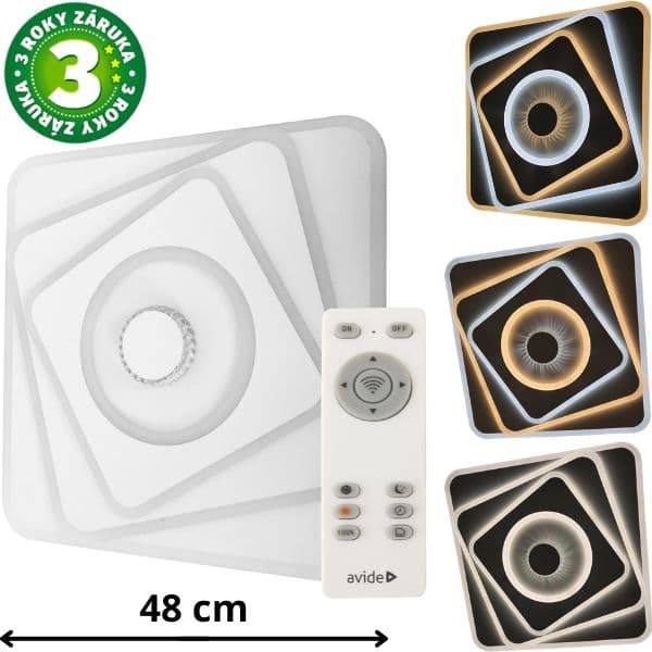 Designové led stropní svítidlo Avide Ewa 48cm 100W 8250lm CCT dálkové ovládání 3 roky