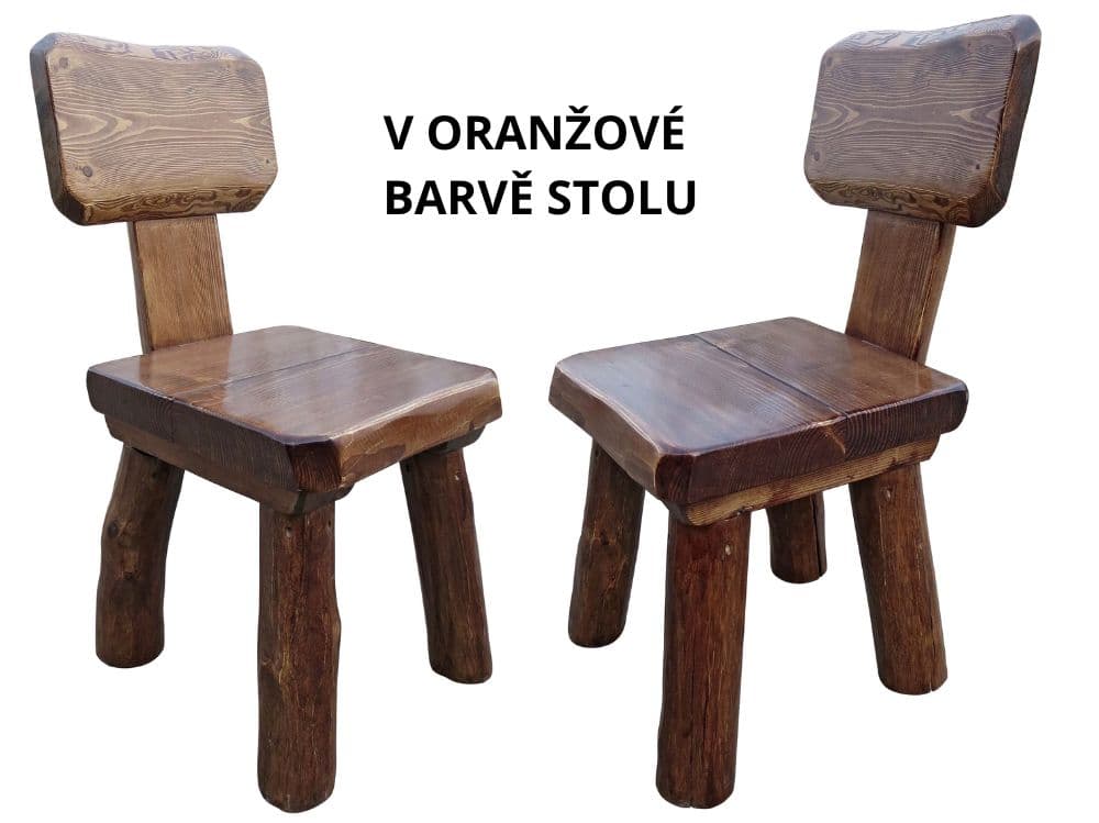 Dřevěný zahradní nábytek z masivu Obří Důl 2m pro 8 osob se 2 židlemi oranžový - náhled 5
