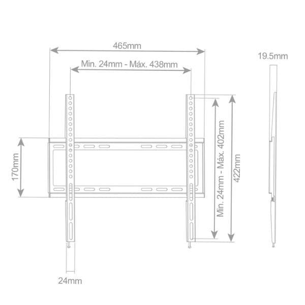 Držák na TV 32"-55" na zeď Holmios, fixní, nosnost 35kg, 10 let záruka - náhled 3