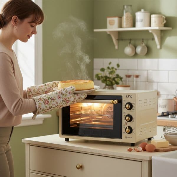 Stolní trouba LTC 40 l – horkovzdušná, 1400 W, béžová, retro design - náhled 2
