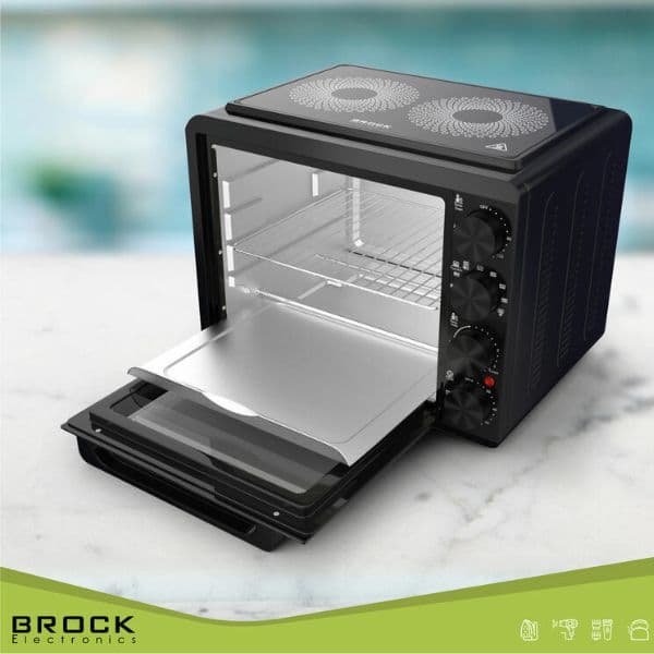 Elektrická horkovzdušná trouba Brock 35l s dvouplotýnkovým sklokeramickým vařičem, 3000W - náhled 3