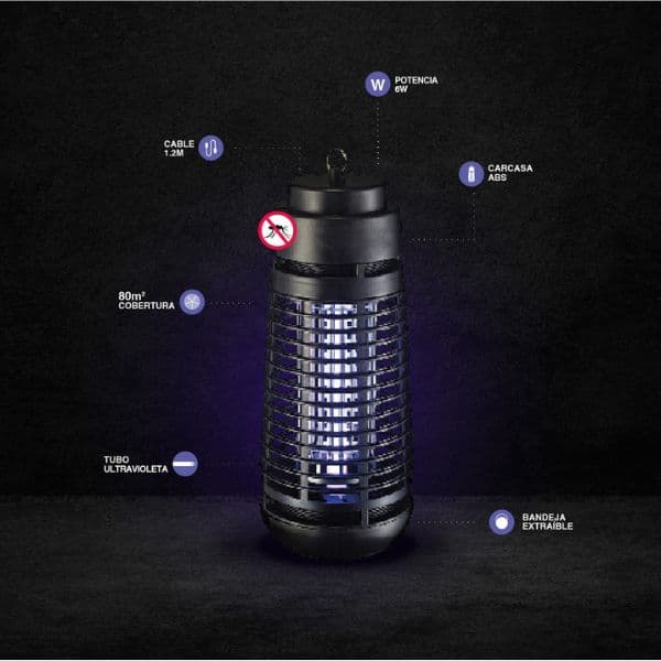 Elektrický lapač hmyzu Navelis Balonga 6 W, UV, 80 m2, samostojný i závěsný, 3 roky záruka - náhled 2