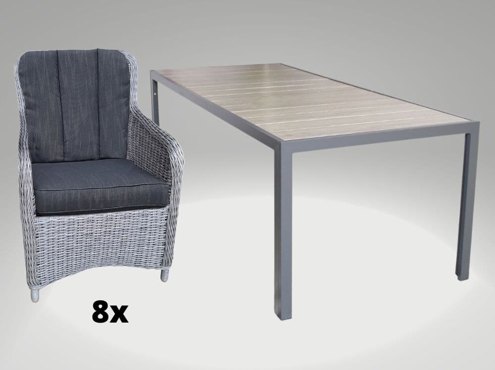 Hliníkový zahradní nábytek stůl Bergamo 217cm a 8 křesel Manchester - náhled 3
