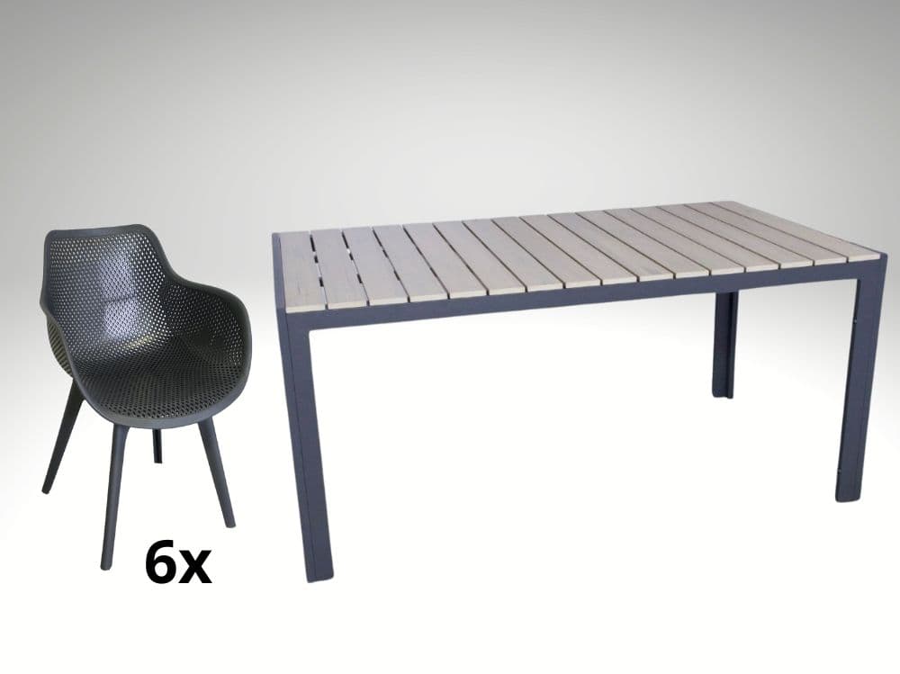 Hliníkový nábytek:stůl Jersey 160cm pískový a 6 designových křesel Jasper - náhled 4