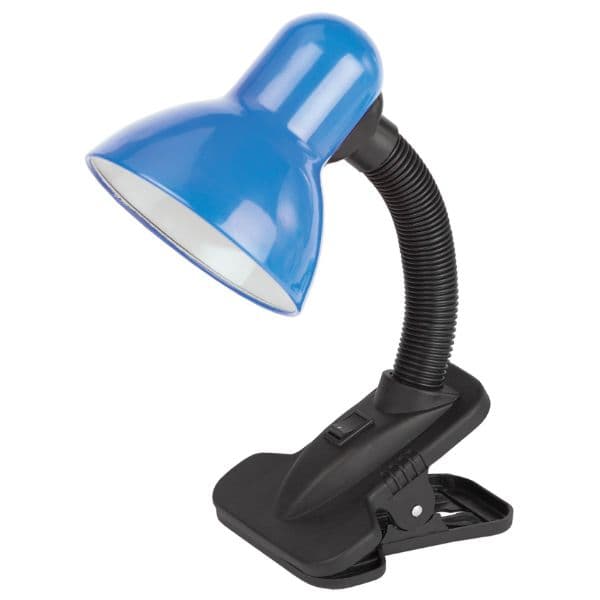 Stolní lampa s klipem na 1 žárovku E27, světle modrá