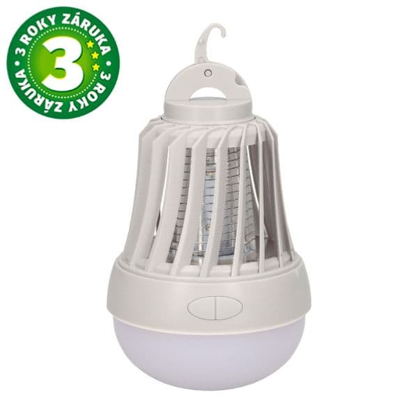 LED svítilna s UV lapačem hmyzu Navelis 6W 30m2 50lm studené světlo, na 3 AAA, 3 roky zár.