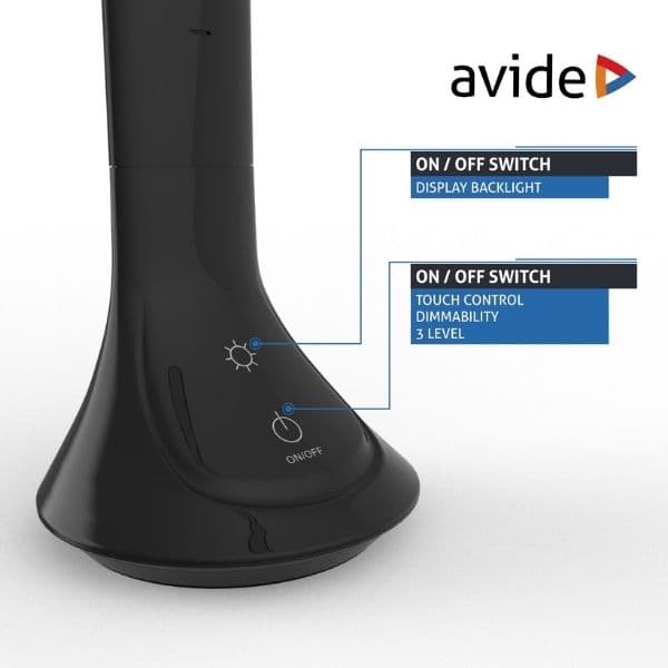 Nabíjecí stmívatelná LED stolní lampa s displejem, 5W 280lm denní světlo, černá - náhled 5