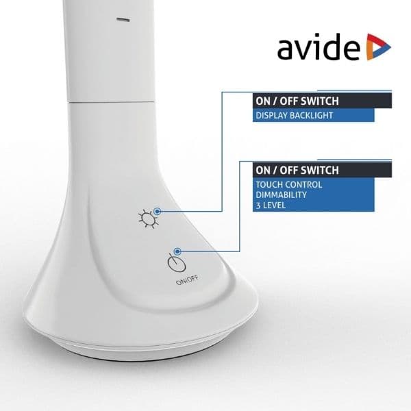 Nabíjecí stmívatelná LED stolní lampa s displejem, 5W 280lm denní světlo, bílá - náhled 5