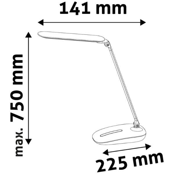 Výkonná, plynule stmívatelná LED stolní lampa 10W 600lm denní světlo, černá - náhled 2