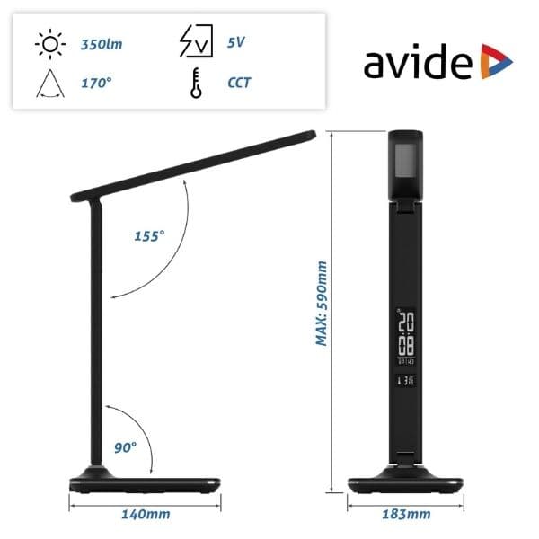 Kožená stmívatelná LED stolní lampa s displejem 6W 360lm, měnitelná barva světla, černá - náhled 4