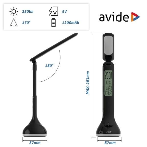 Nabíjecí stmívatelná LED stolní lampa s diplejem 4W 250lm denní světlo RGB podstavec černá - náhled 3
