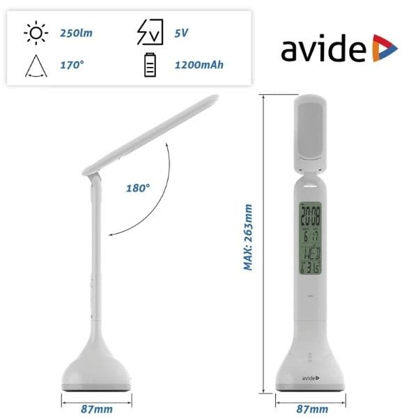 Nabíjecí stmívatelná LED stolní lampa s diplejem 4W 250lm denní světlo RGB podstavec, bílá - náhled 4