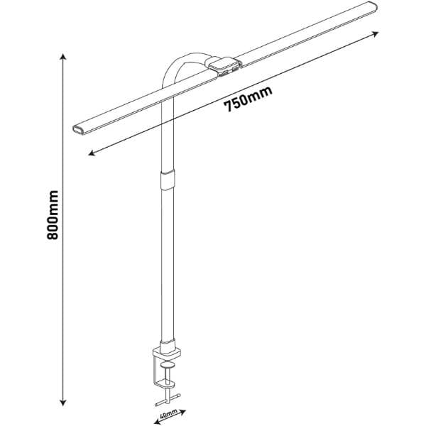 Stmívatelná LED stolní lampa nad monitor 18W 1100lm, CCT, se šroubovacím úchytem - náhled 2