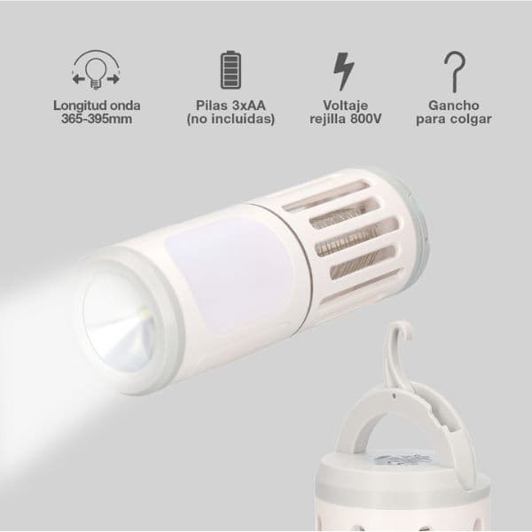 LED svítilna s UV lapačem hmyzu Navelis 6W 30m2, 90lm studené světlo, na 3 AA, 3 roky zár. - náhled 3