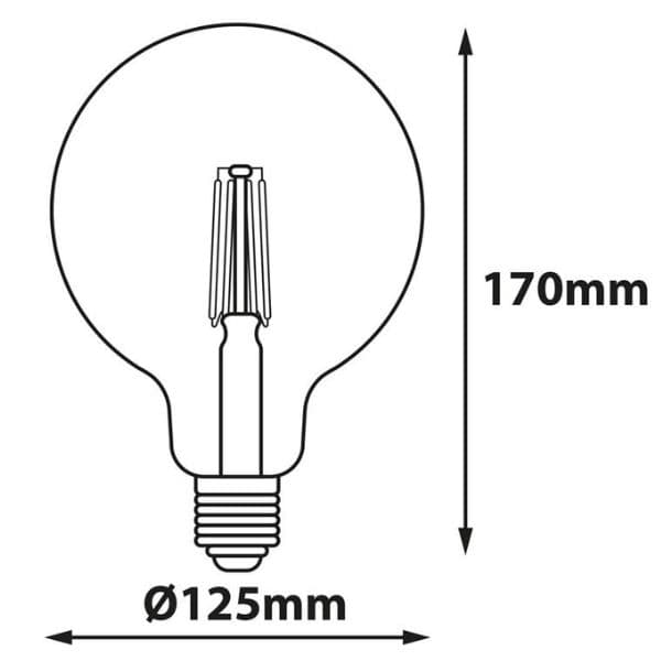 Velká retro LED žárovka E27 12W 1560lm studená, filament, G125, průměr 125mm, ekv. 102W - náhled 2