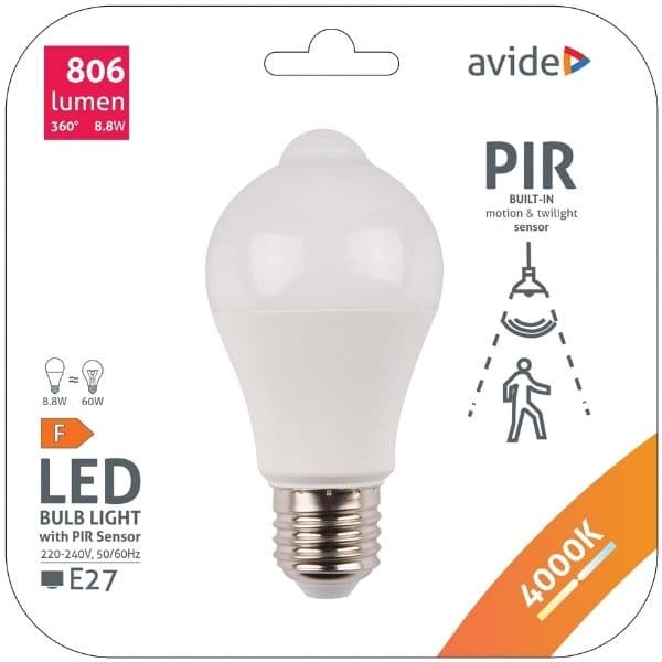 Prémiová LED žárovka E27 s čidlem pohybu 8,8W 806lm, denní, ekv. 60W, 3 roky - náhled 3