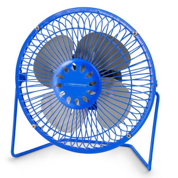 Malý stolní ventilátor 17cm, 2,5W, USB, výklopný, modrý