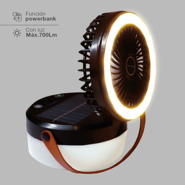 Malý solární ventilátor se světlem, nabíjecí, USB, 10W, 3 rychlosti, 700lm, 3 roky záruka - náhled 4
