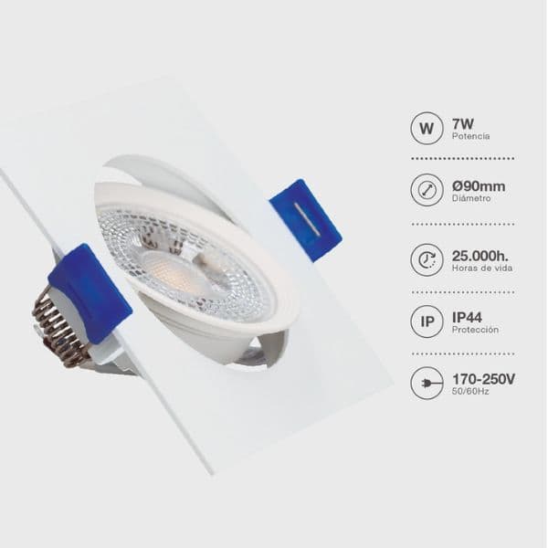 Prémiové výklopné podhledové bodové LED svítidlo 7W 510lm, studená, čtverec, 8,5cm, 3 roky - náhled 3
