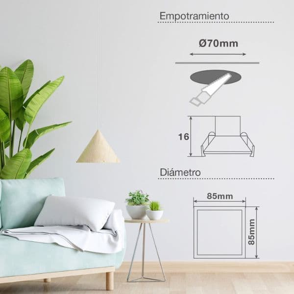 Prémiové výklopné podhledové bodové LED svítidlo 7W 510lm, studená, čtverec, 8,5cm, 3 roky - náhled 5