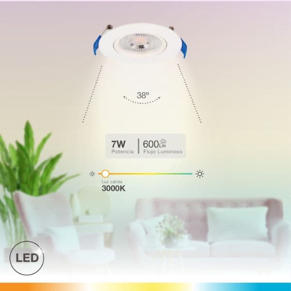 Prémiové výklopné podhledové bodové LED svítidlo 7W 510lm, teplá, kruh, 8,5cm, 3 roky - náhled 2