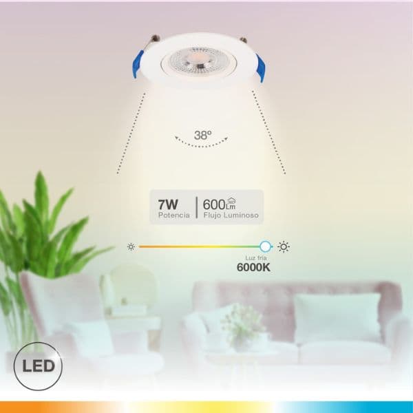 Prémiové výklopné podhledové bodové LED svítidlo 7W 510lm, studená, kruh, 8,5cm, 3 roky - náhled 2