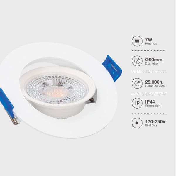 Prémiové výklopné podhledové bodové LED svítidlo 7W 510lm, studená, kruh, 8,5cm, 3 roky - náhled 3