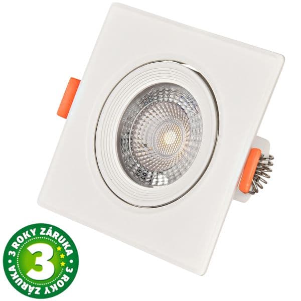 Prémiové výklopné podhledové bodové LED svítidlo 5W 440lm, studená, čtverec, 9cm, 3 roky