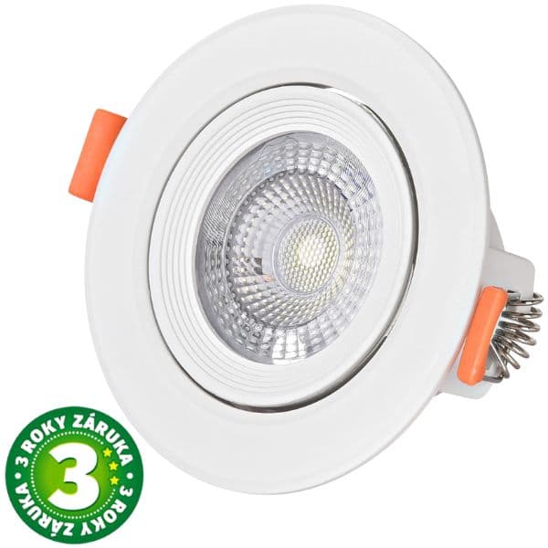 Prémiové výklopné podhledové bodové LED svítidlo 5W 440lm, studená, kruh, 9cm, 3 roky