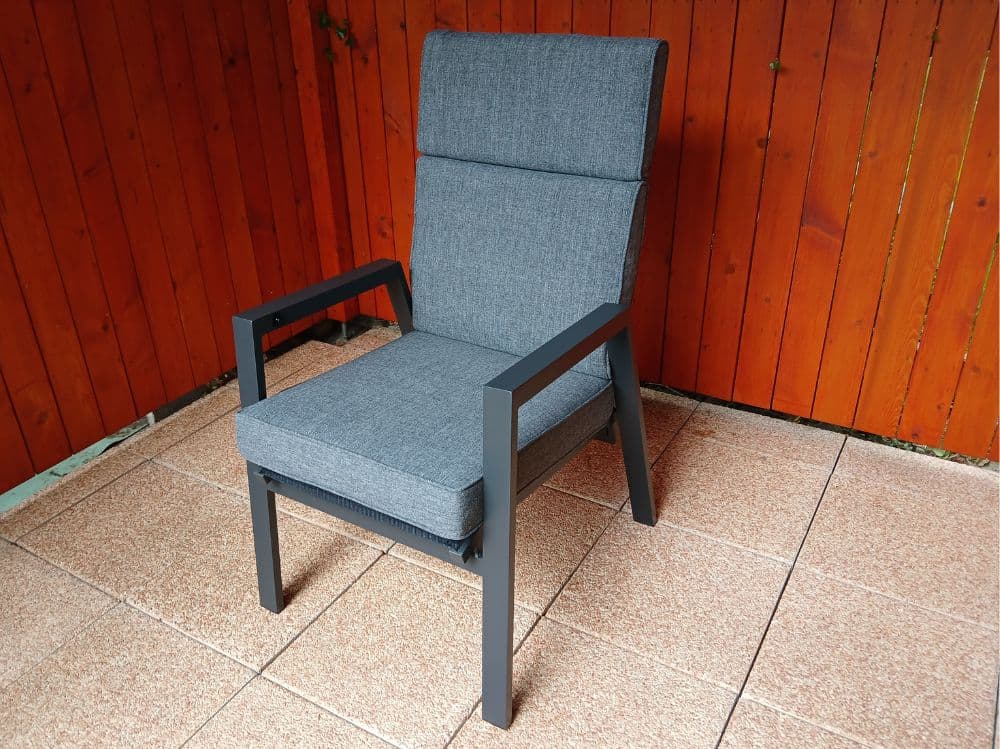 Polohovatelné zahradní křeslo Milano s vysokou zádovou opěrkou, hliník, stohovatelné - náhled 2