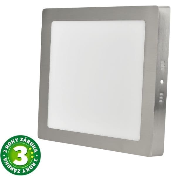 Prémiový přisazený LED panel 18W 1490lm, denní, čtvercový, matný chrom, 3 roky