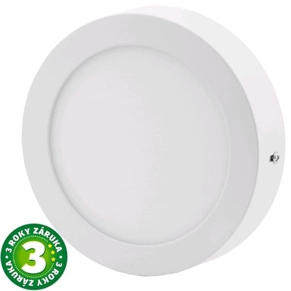Prémiový přisazený LED panel 18W 1480lm, teplá, kruhový, 3 roky