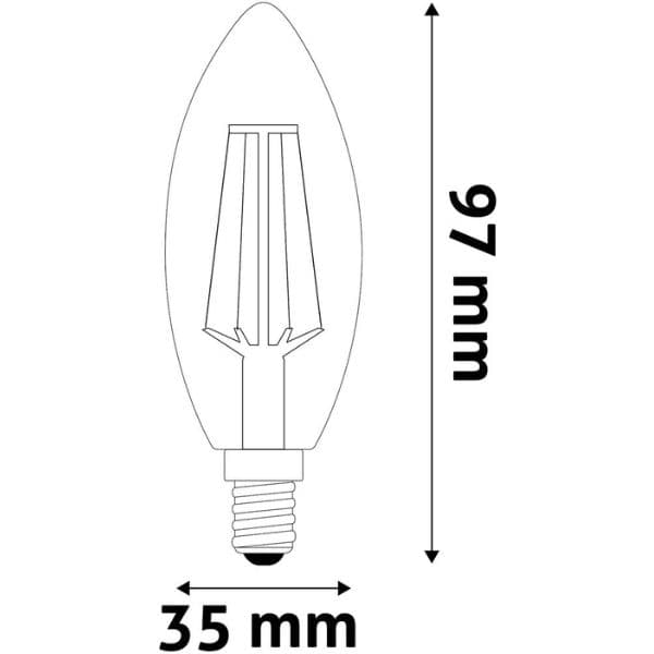 Prémiová retro LED žárovka svíčka E14 6,5W 806lm teplá, filament, ekv. 60W, 3 roky - náhled 2