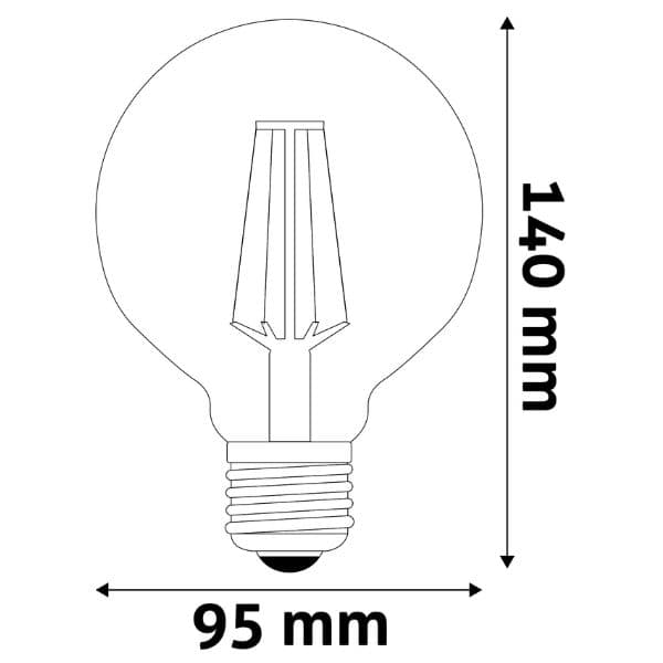 Prémiová retro LED žárovka E27 7W 806lm, průměr 95mm, teplá, filament, ekv. 60W, 3 roky - náhled 3