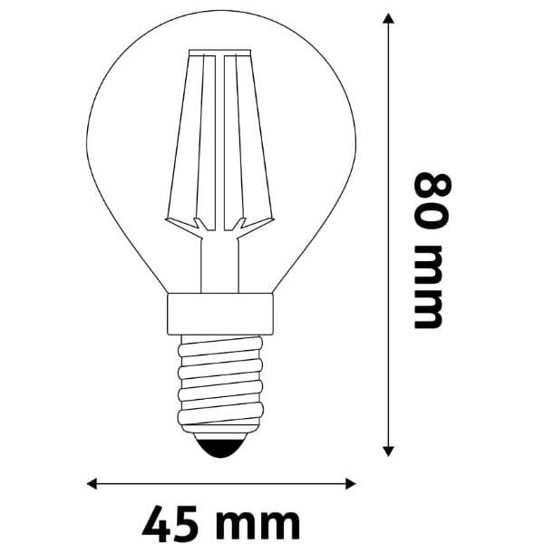 Prémiová retro LED žárovka E14 6,5W 806lm G45 teplá, filament, ekv. 60W, 3 roky - náhled 2