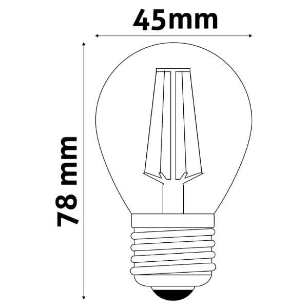 Prémiová retro LED žárovka E27 6,5W 806lm G45 teplá, filament, ekv. 60W, 3 roky - náhled 2
