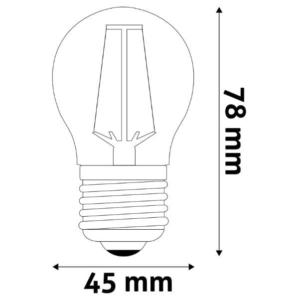 Prémiová retro LED žárovka E27 2,5W 250lm G45 teplá, filament, ekv. 25W, 3 roky - náhled 2
