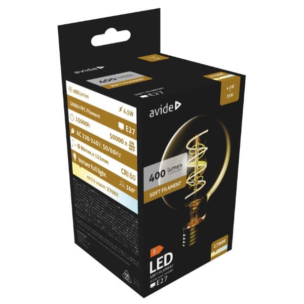 Prémiová designová retro LED žárovka E27 4,5W 400lm EXTRA TEPLÁ G80 ekv. 35W 3 roky - náhled 2