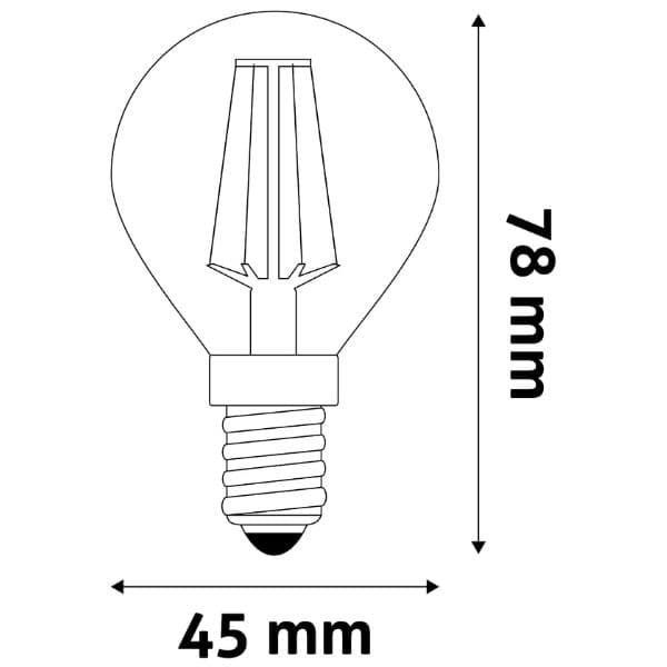 Prémiová retro LED žárovka E14 2W 250lm G45 teplá, filament, ekv. 20W, 3 roky - náhled 4