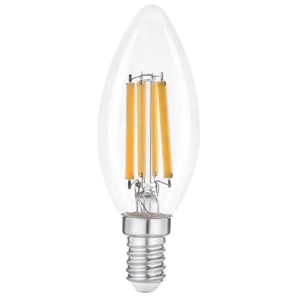 Prémiová retro LED žárovka svíčka E14 6,5W 806lm, denní, filament, ekv. 60W, 3 roky - náhled 4
