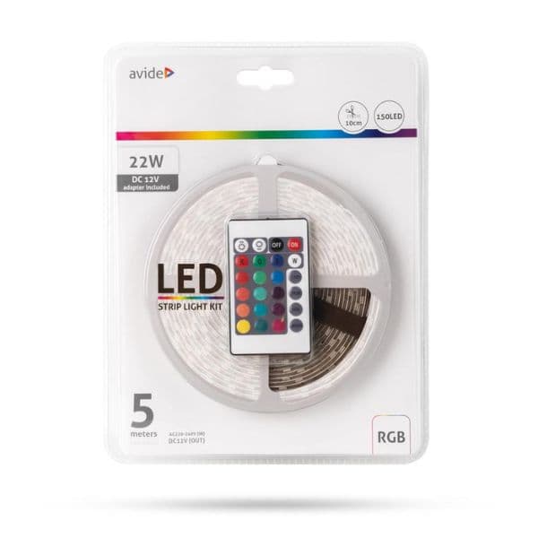 Set: voděodolný LED pásek 4,4W/m, RGB, délka 5m s ovladačem, dálkovým ovládáním a zdrojem