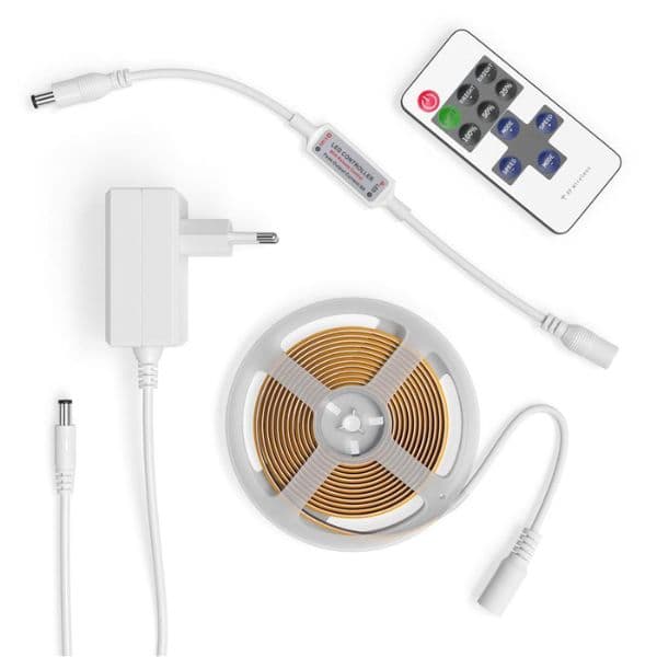 Set: LED pásek 24V COB 8W/m 489lm/m, teplá, 2m s dálkovým ovládáním a napájecím zdrojem - náhled 2