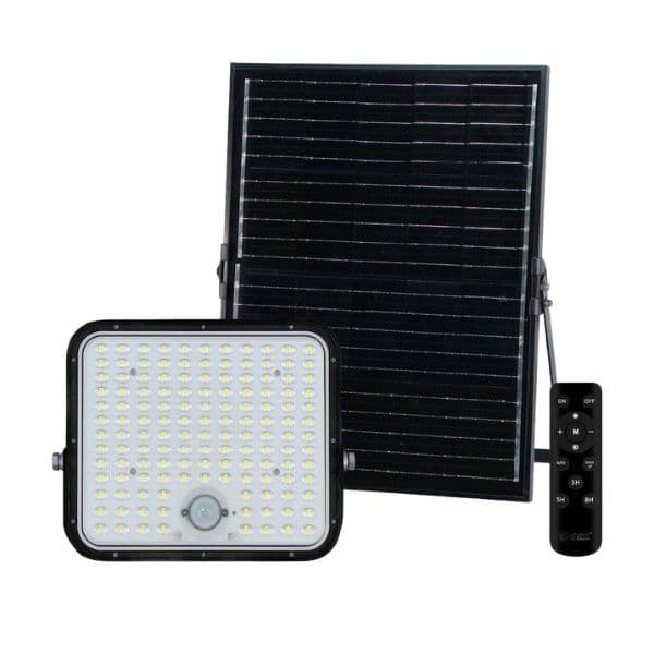 Venkovní solární LED reflektor 200W, 5500lm, studená bílá, samostatný solární panel, DO